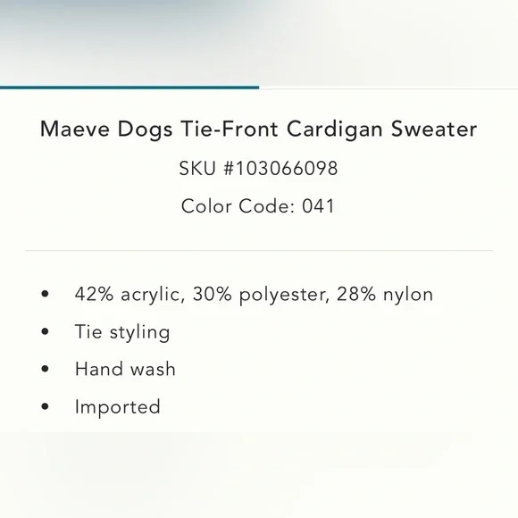 Anthropologie x Maeve Dogs Tie-Front Cardigan Sweater One Size NWOT